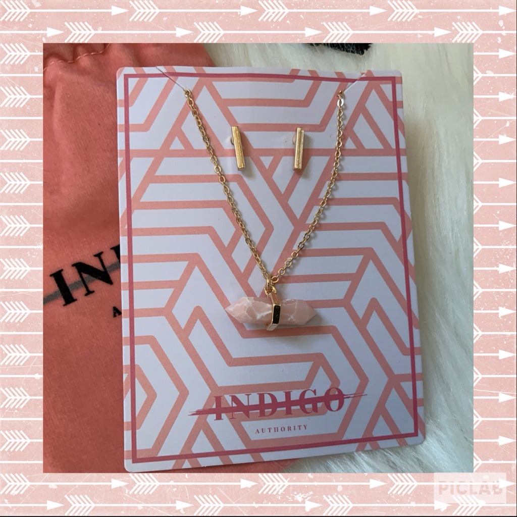 Indigo Authority Pink Coral Necklace & Earrings